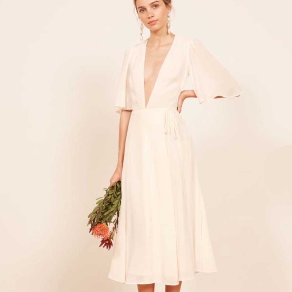 Reformation Rhodes Midi Dress in Ivory